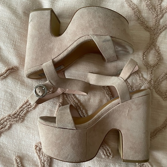 RARE Steve Madden Advice Suede Platform Sandal In Blush Size 7 - Picture 5 of 16